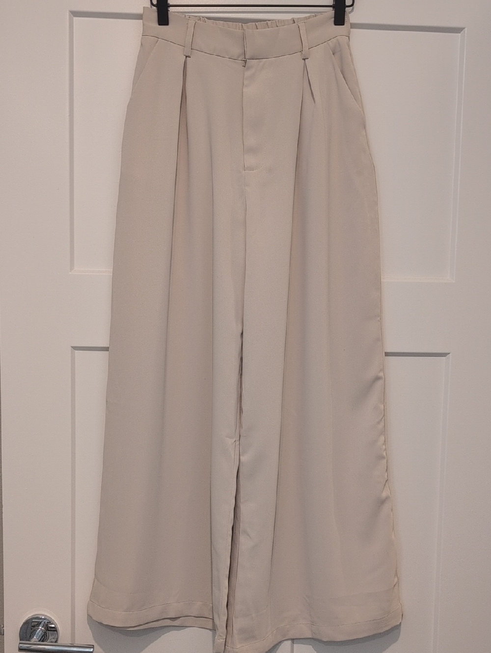 NWT Tronjori Wide Leg Women's Trousers in Light Beige Size XS Short